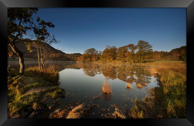 Reflections on Rydal water on an autumn dawn Framed Print by Eddie John