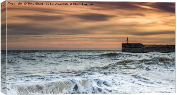 Sea Wall Sunset - Hastings, East Sussex Canvas Print by Tony Sharp LRPS CPAGB