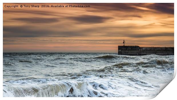 Sea Wall Sunset - Hastings, East Sussex Print by Tony Sharp LRPS CPAGB