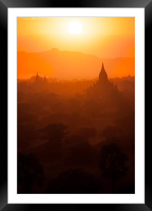 Bagan Sunset Framed Mounted Print by Johannes Valkama