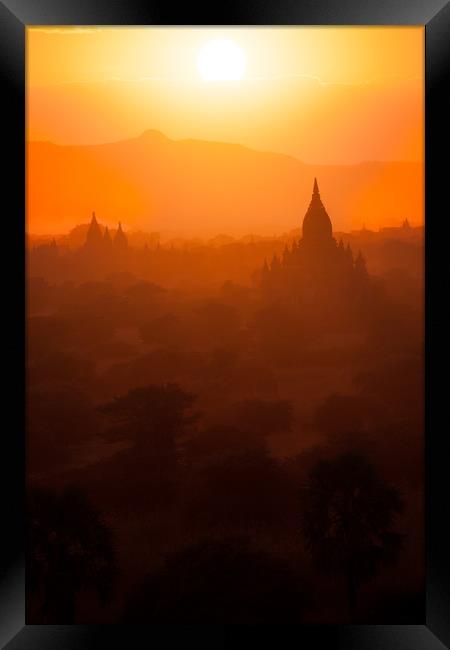 Bagan Sunset Framed Print by Johannes Valkama