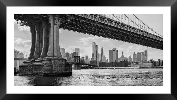 View of Manhattan Skyscrapers from under the Manha Framed Mounted Print by Greg Marshall