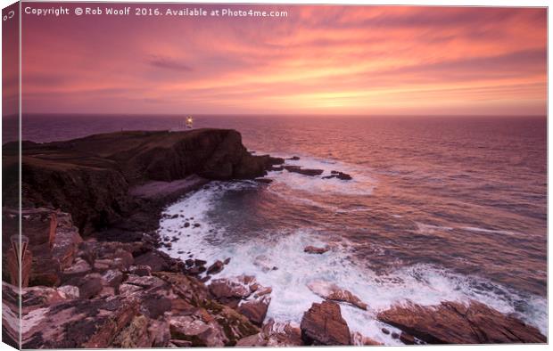 Stoer Head Lighthouse Canvas Print by Rob Woolf