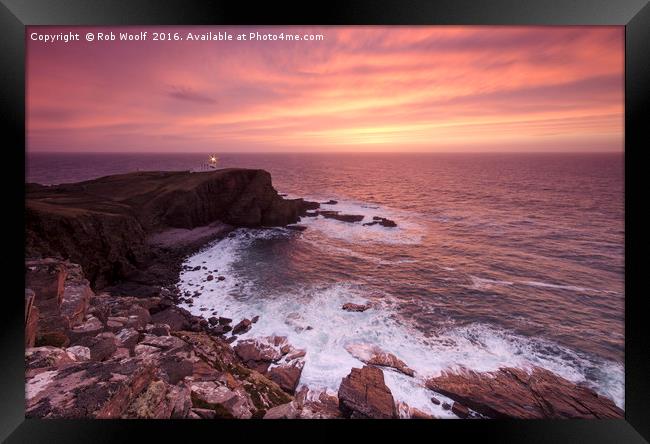 Stoer Head Lighthouse Framed Print by Rob Woolf