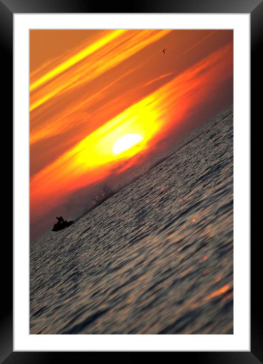 sunset jetski ride Framed Mounted Print by nina saunders