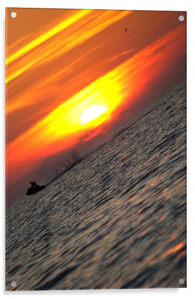 sunset jetski ride Acrylic by nina saunders