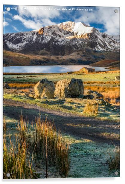Valley Sunlight Llyn Ogwen Snowdonia  Acrylic by Adrian Evans
