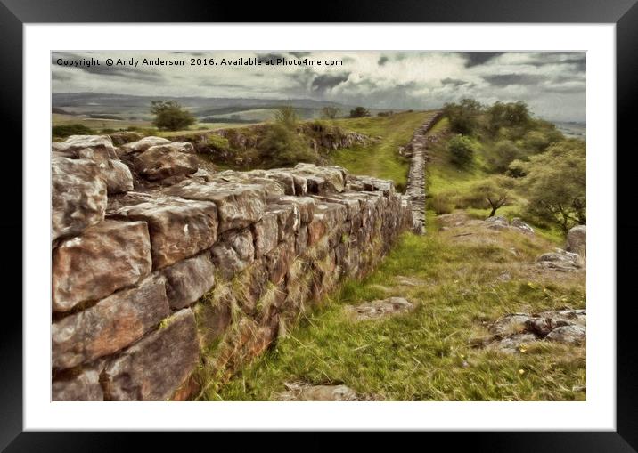 Hadrians Wall - Impressionist Framed Mounted Print by Andy Anderson