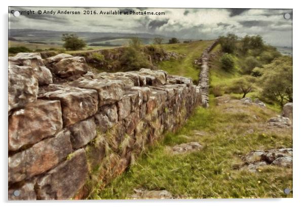 Hadrians Wall - Impressionist Acrylic by Andy Anderson