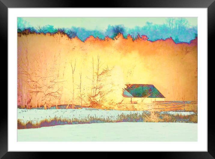 Log Cabin in the woods Framed Mounted Print by Valerie Anne Kelly