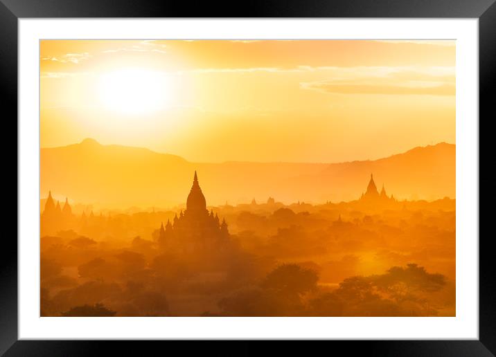 Bagan Sunset Framed Mounted Print by Johannes Valkama