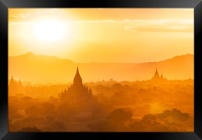 Bagan Sunset Framed Print by Johannes Valkama