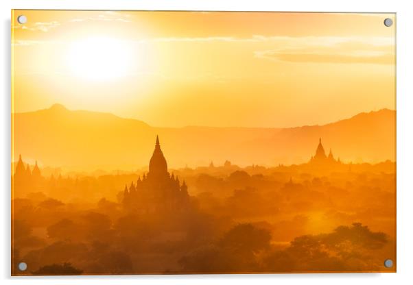 Bagan Sunset Acrylic by Johannes Valkama