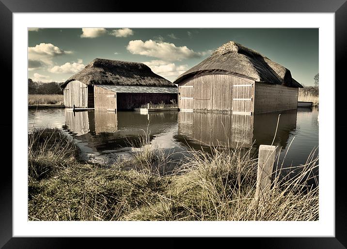 Thatched Boat Sheds Framed Mounted Print by Stephen Mole