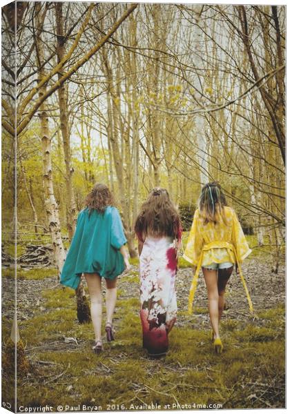 3 Women Walking in the Woods - Bohemian Canvas Print by Paul Bryan