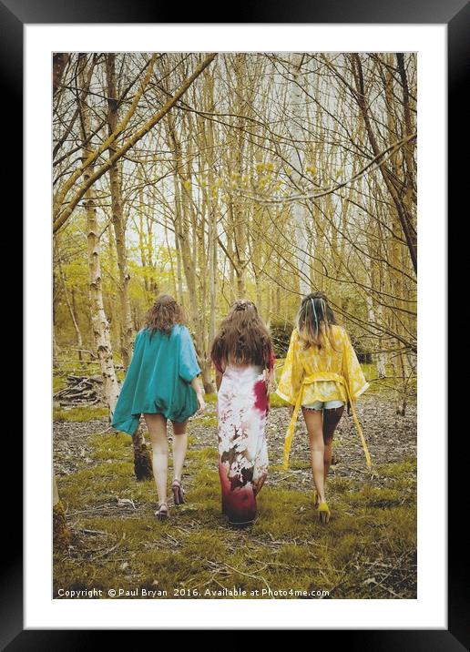3 Women Walking in the Woods - Bohemian Framed Mounted Print by Paul Bryan