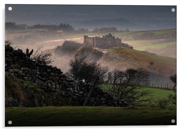 Carreg Cennen Castle Acrylic by Leighton Collins