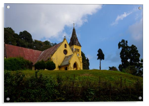 St. Andrews Church, Darjeeling Acrylic by NITYANANDA MUKHERJEE