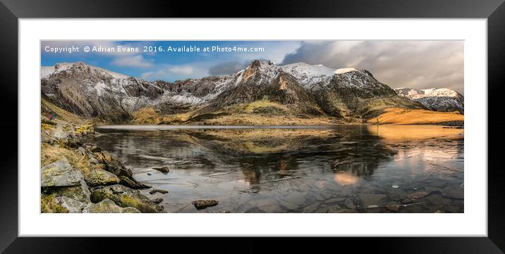 Frozen Idwal Lake Snowdonia  Framed Mounted Print by Adrian Evans