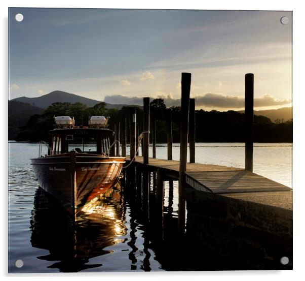 Derwent water Cumbria Acrylic by Tony Bates