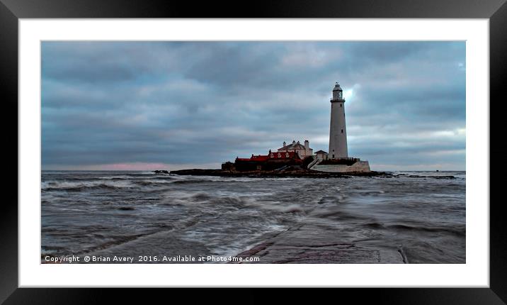 Stormy Sea at St. Marys Framed Mounted Print by Brian Avery