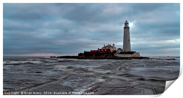 Stormy Sea at St. Marys Print by Brian Avery