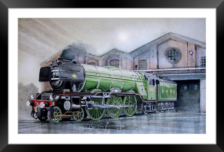 Water colour painting of the Flying Scotsman Framed Mounted Print by John Lowerson