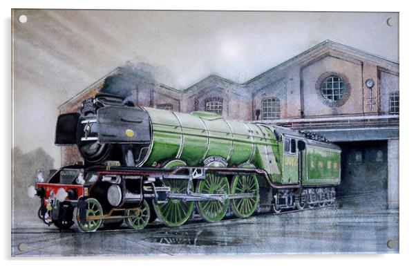 Water colour painting of the Flying Scotsman Acrylic by John Lowerson