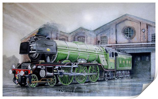 Water colour painting of the Flying Scotsman Print by John Lowerson