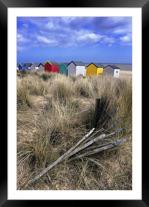 Beach huts through the dunes , Southwold Framed Mounted Print by Stephen Mole