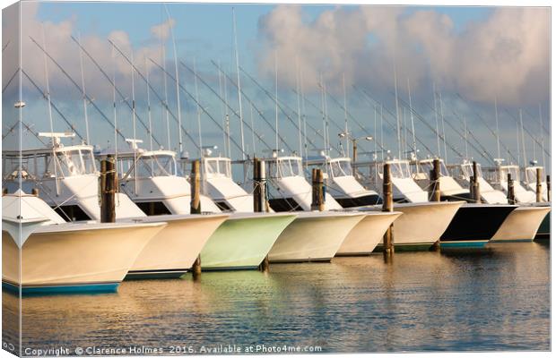 Oregon Inlet Fishing Center Fleet I Canvas Print by Clarence Holmes