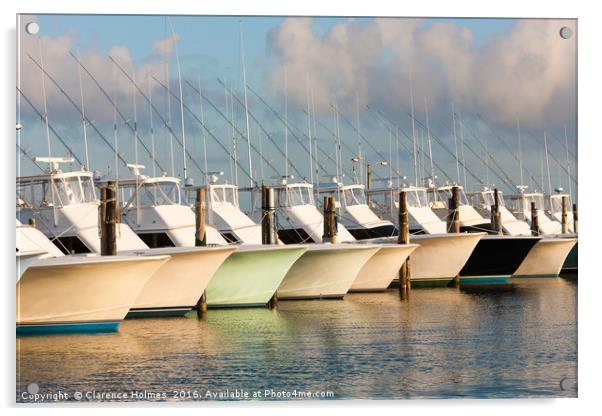 Oregon Inlet Fishing Center Fleet I Acrylic by Clarence Holmes