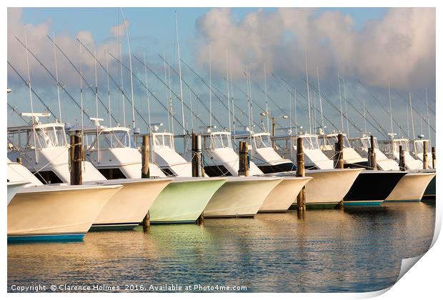 Oregon Inlet Fishing Center Fleet I Print by Clarence Holmes