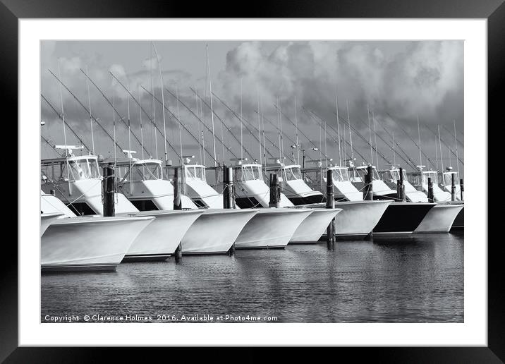 Oregon Inlet Fishing Center Fleet II Framed Mounted Print by Clarence Holmes