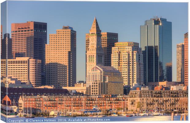 Boston Harbor and Skyline I Canvas Print by Clarence Holmes