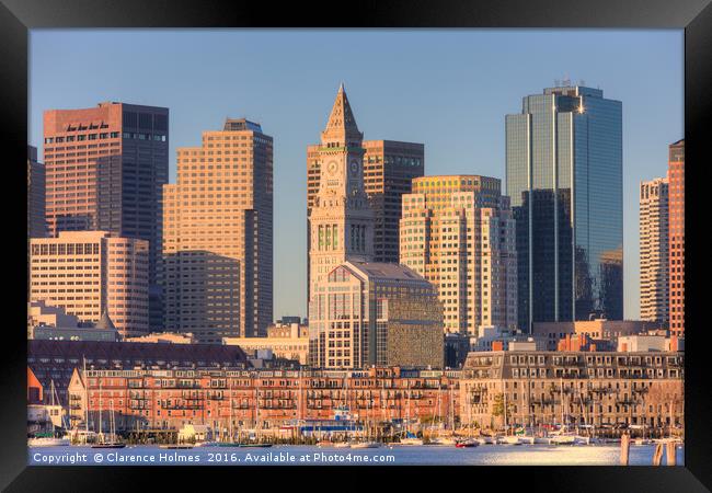 Boston Harbor and Skyline I Framed Print by Clarence Holmes
