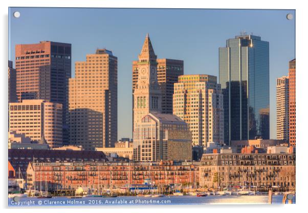 Boston Harbor and Skyline I Acrylic by Clarence Holmes