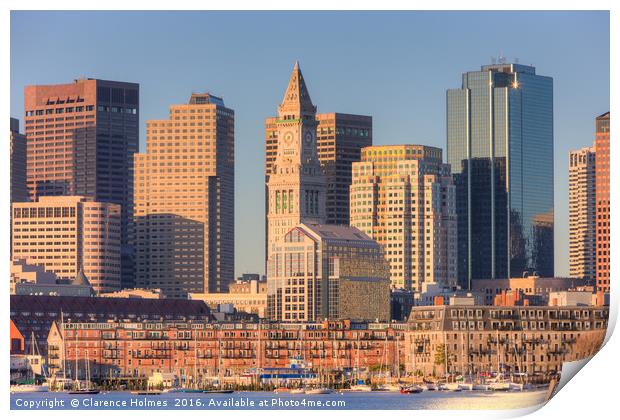Boston Harbor and Skyline I Print by Clarence Holmes