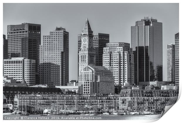 Boston Harbor and Skyline II Print by Clarence Holmes