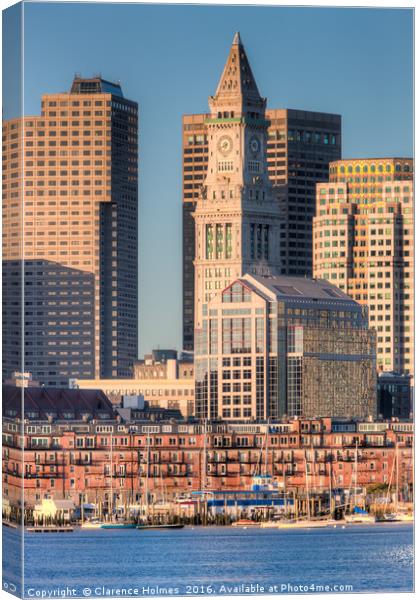 Boston Harbor and Skyline III Canvas Print by Clarence Holmes