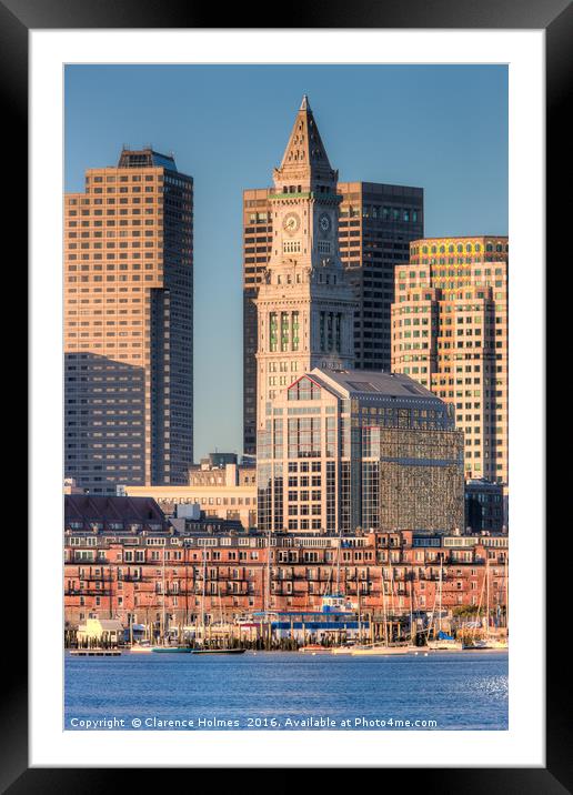 Boston Harbor and Skyline III Framed Mounted Print by Clarence Holmes