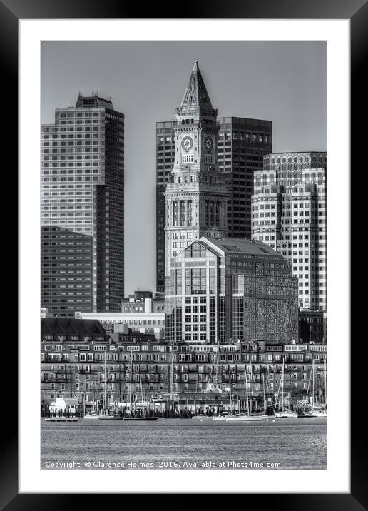 Boston Harbor and Skyline IV Framed Mounted Print by Clarence Holmes