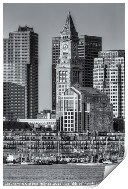 Boston Harbor and Skyline IV Print by Clarence Holmes