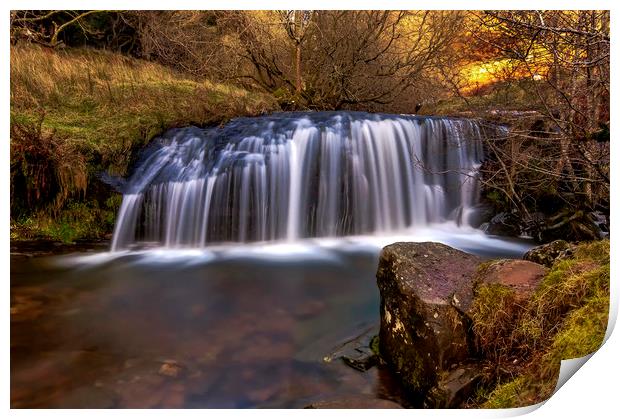 Waterfall in the Brecon Beacons, South Wales  Print by Pete Watson