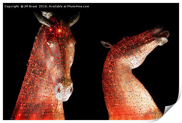Fiery Red Kelpies Under the Night Sky Print by Jane Braat