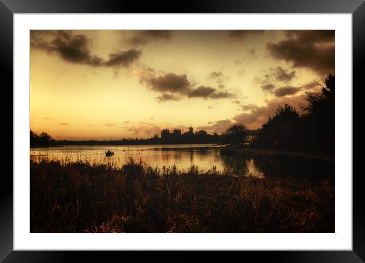 Foggy Silhouette of Linlithgow Loch and Palace Framed Mounted Print by Miles Gray
