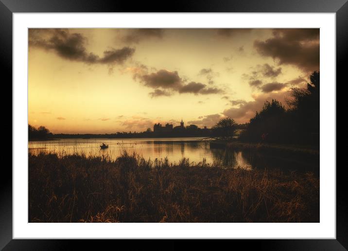 Foggy Silhouette of Linlithgow Loch and Palace at  Framed Mounted Print by Miles Gray