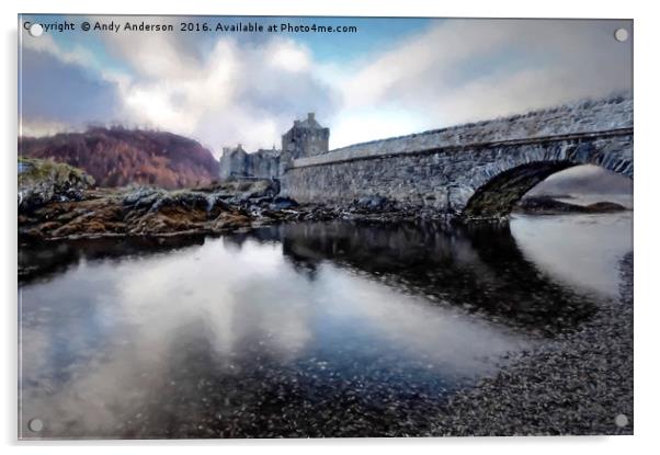 Eilean Donan Castle - Impressionist Acrylic by Andy Anderson