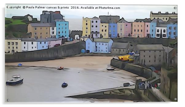Tenby Harbour 1 Acrylic by Paula Palmer canvas