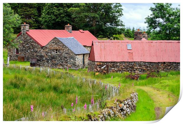 Old Farm Buildings in the Scottish Highlands Print by Richard Long
